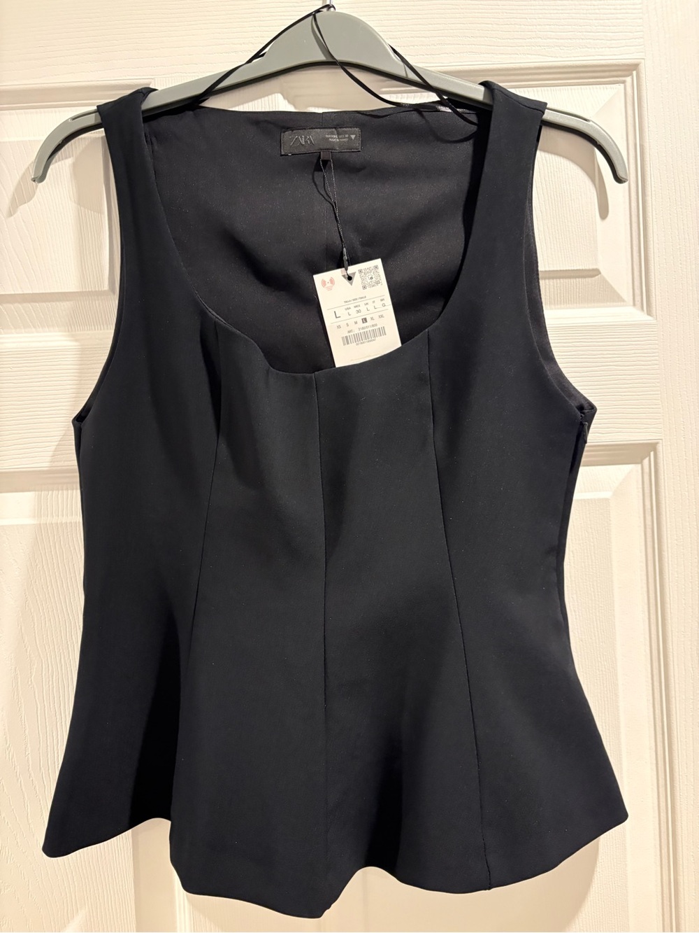 Zara Black Sleeveless Peplum Round-Neck Top